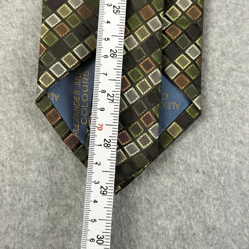 Alexander Julian Colours Tie Hanky Cufflinks Set Geometric Woven‎ Boxed 58x3.75